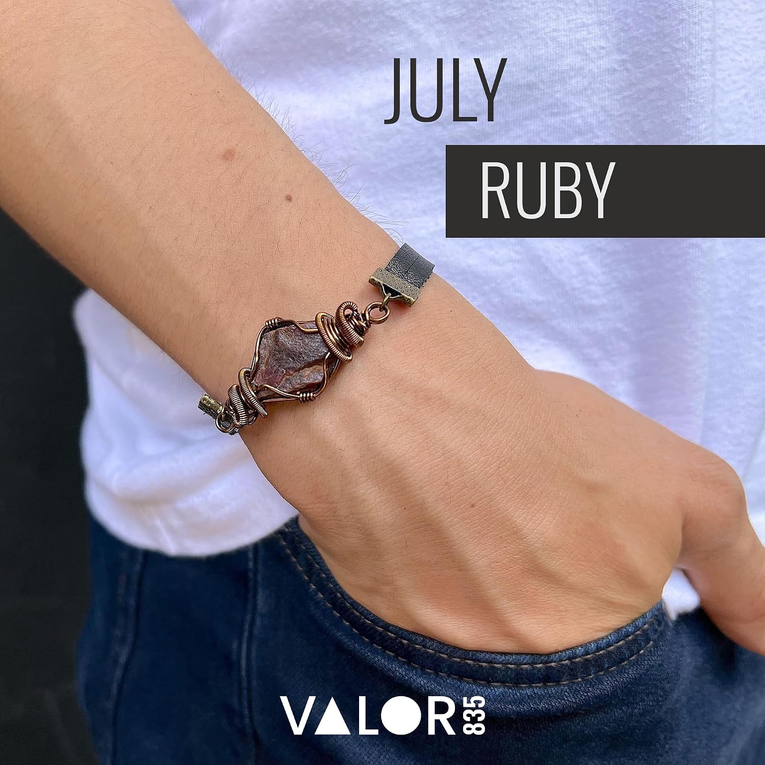 Natural Crystal Bracelet for Men - NEW Genuine Ruby Bracelet Men’s Raw Crystal Bracelet July Birthstone Men's Jewelry Gift 8 inch Bracelet - Image 6