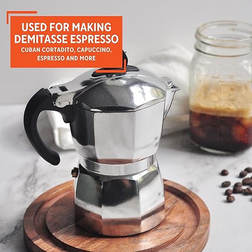 Miniatura 72 de IMUSA USA B120-41V - Cafetera de aluminio para estufa de café expreso, 1 taza, color plateado Plateado,Aluminio,color fantasía