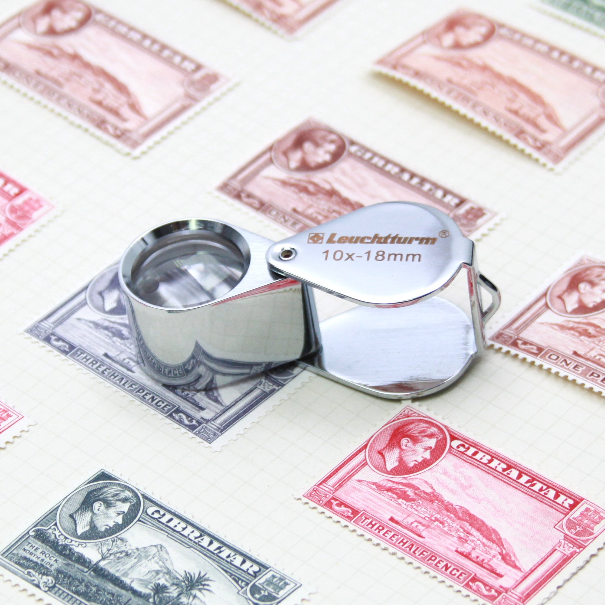Leuchtturm Loupe de précision chromée (syste Triple lentille), grossit 10x