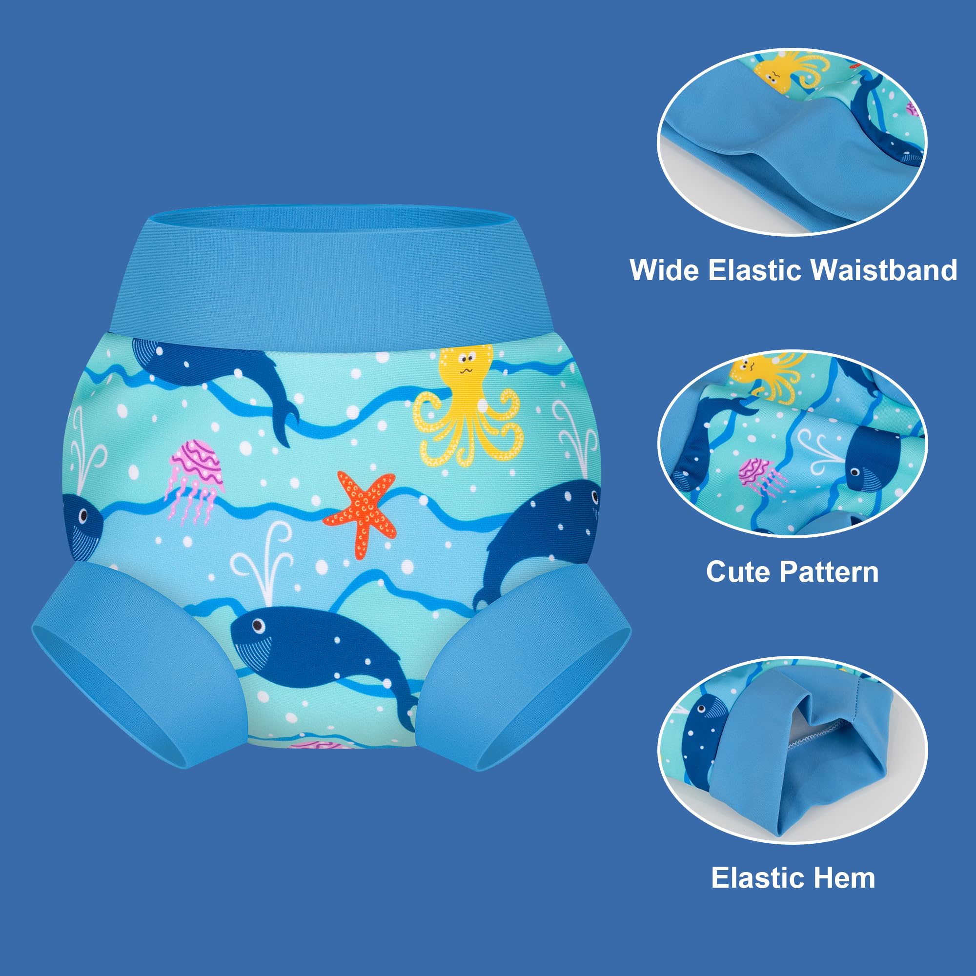 BIG ELEPHANT Pannolini da Nuoto per Bambini 46 Pezzi – Riutilizzabili, Regolabili e Lavabili Costume da Bagno per Neonati e Bambini - 5