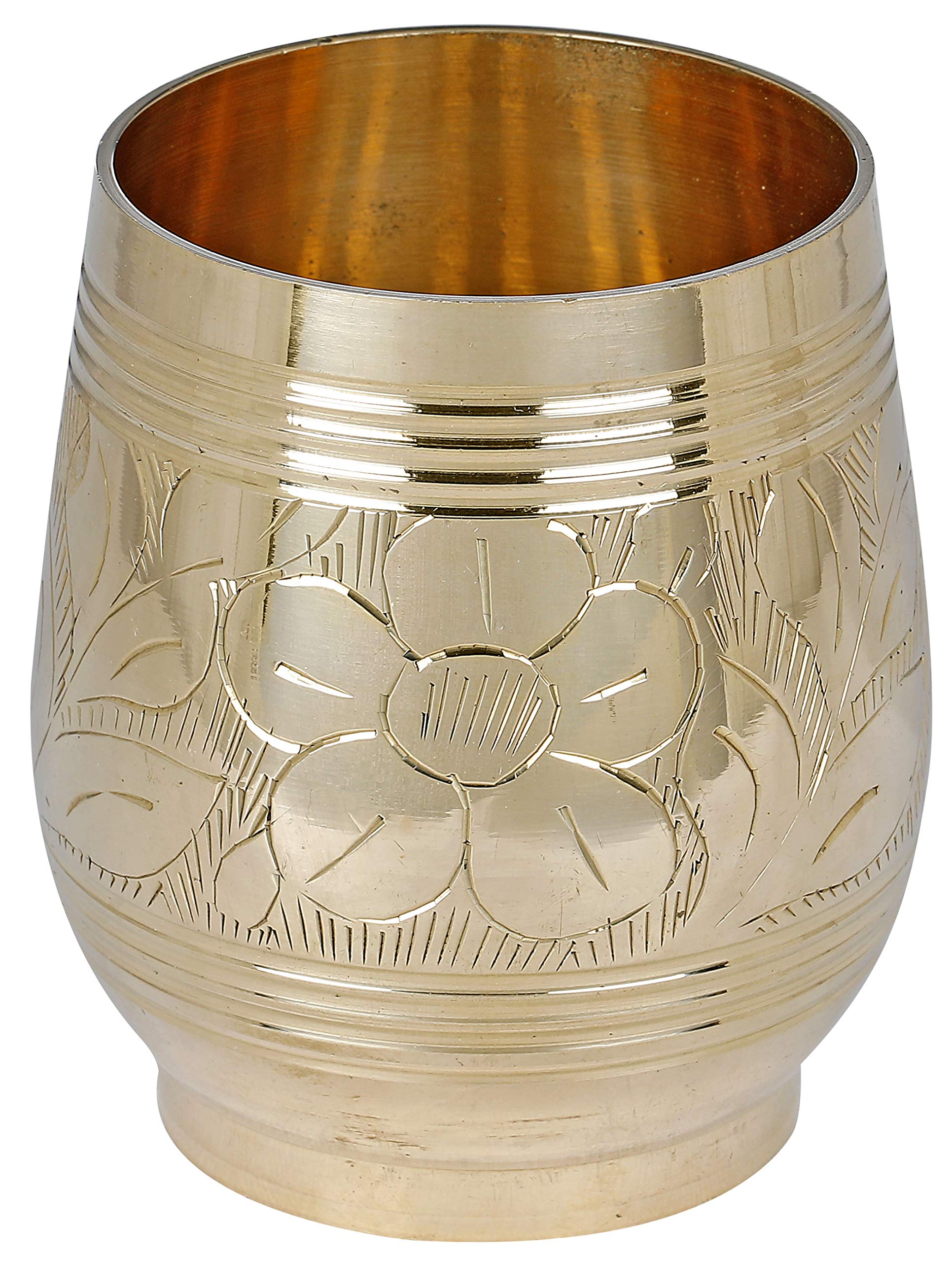 Verre en laiton et gobelet sculpté fleur style art déco indien