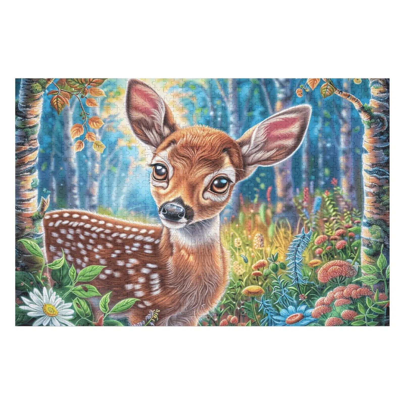 1000 Piece Jigsaw Puzzle for Adults Deer Fall Forest 75x50cm Premium Cardboard Tight Seamless Fit No Bending Tearing Long Lasting Durable Use Gift