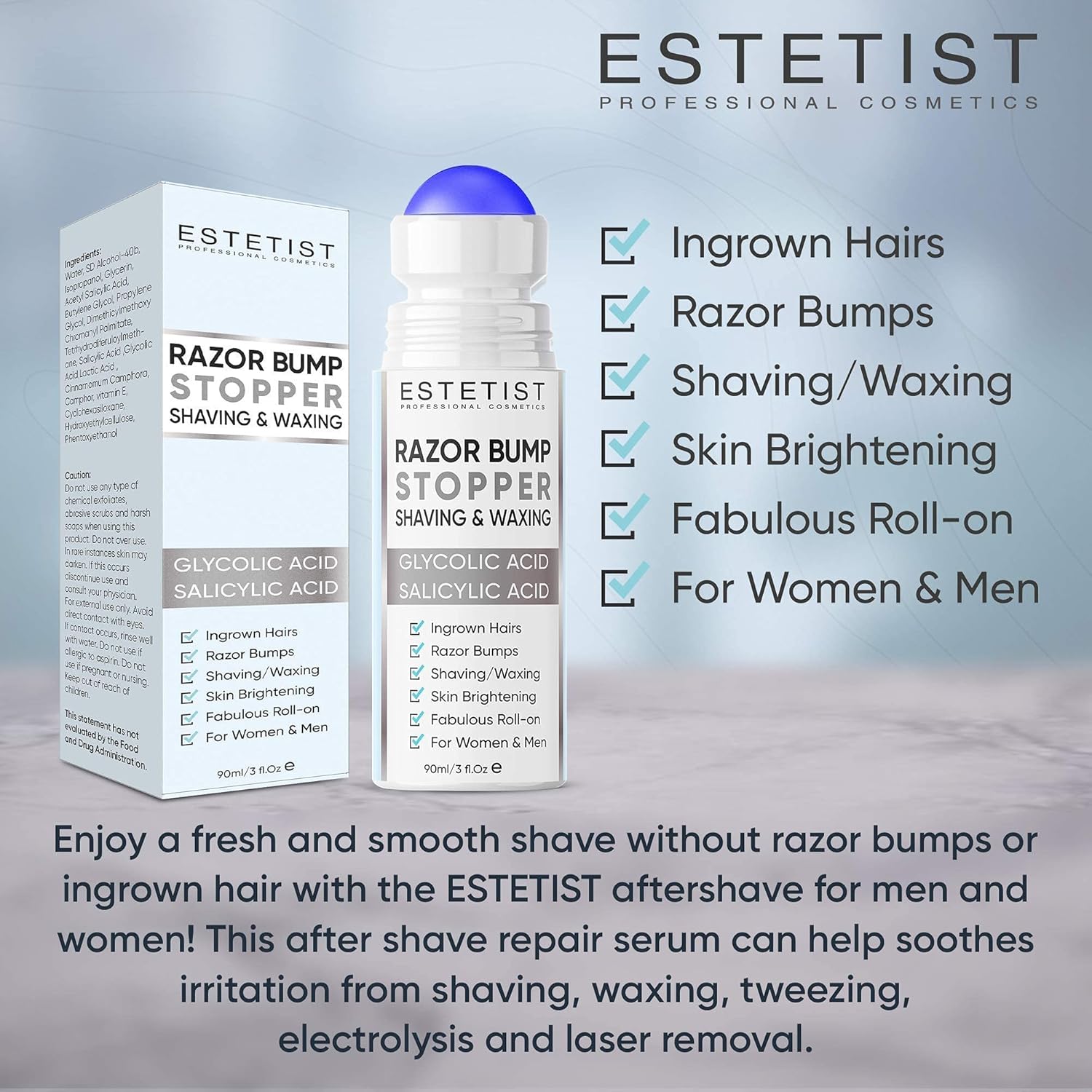Razor Bump Stopper After Shave Solution for Ingrown Hair and V Shaped Slimming Face Mask - Double Chin Reducer, Face Lift Tape Tightening Mask