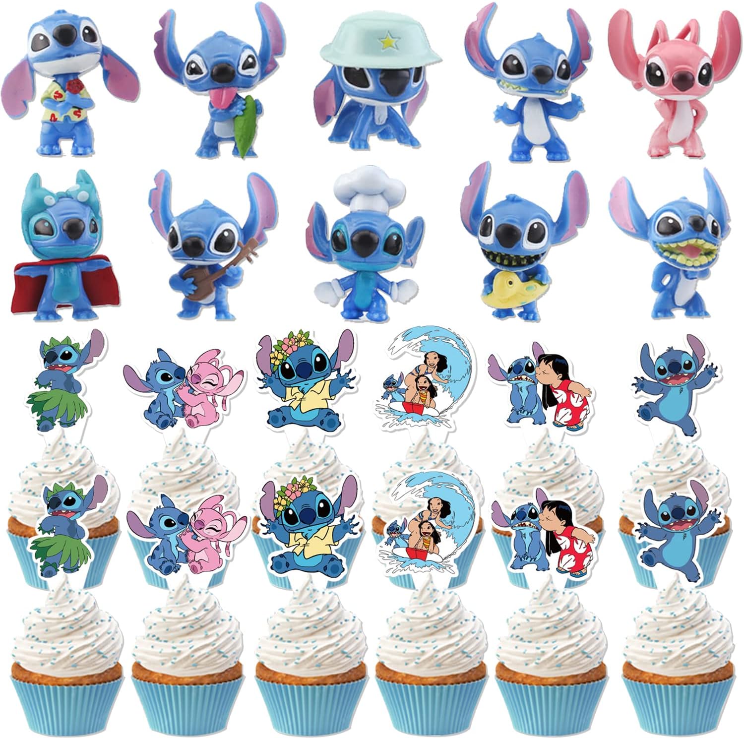 34 Pcs Cartoon Cake Toppers,Children Mini Figurines Toy, Cartoon Cake Decoration for Kids Birthday Baby Shower Cartoon Theme Party Supplies