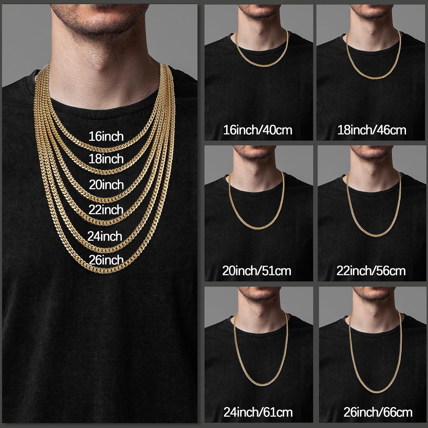 3.5mm 4mm 5mm 14k Gold Plated S925 Sterling Silver Chain Necklace for Men Women, Mens Diamond Cut Cuban Chain, Sturdy & Shiny & Not Easy to Fade & Comfortable 16 18 20 22 24 26 Inch - Image 5