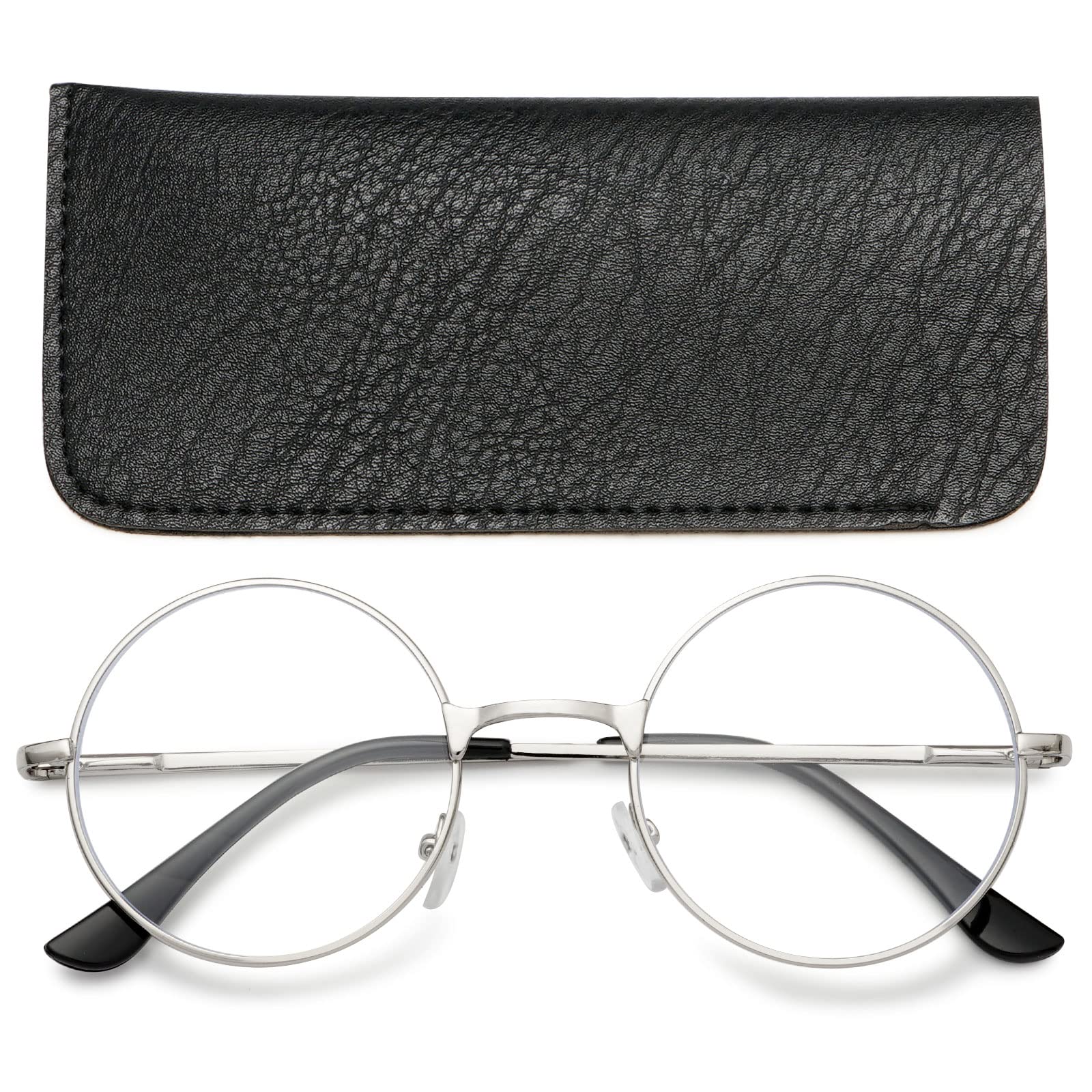 MAGIMODAC Vintage Retro Reading Glasses Metal Anti Blue Light Blocking Round Readers Eyeglasses Eyewear for Ladies Women Men (Silver - Image 2