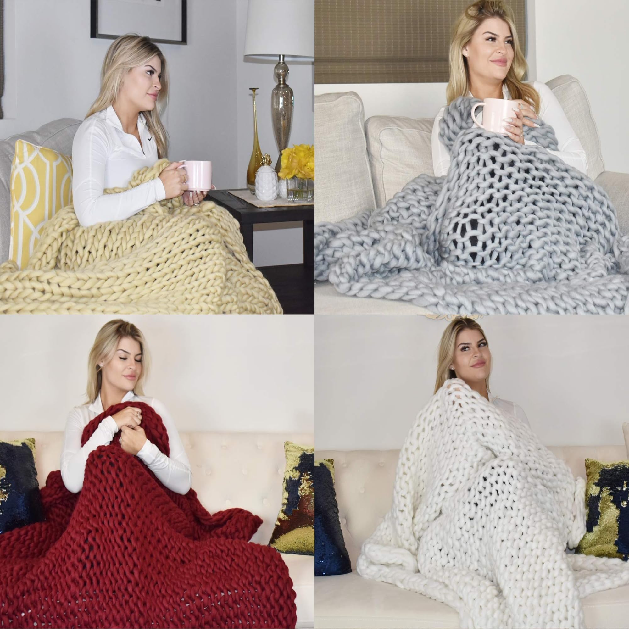 Amazon｜GOLD TEXTILES チャンキーニットブランケット ( 50 x 60