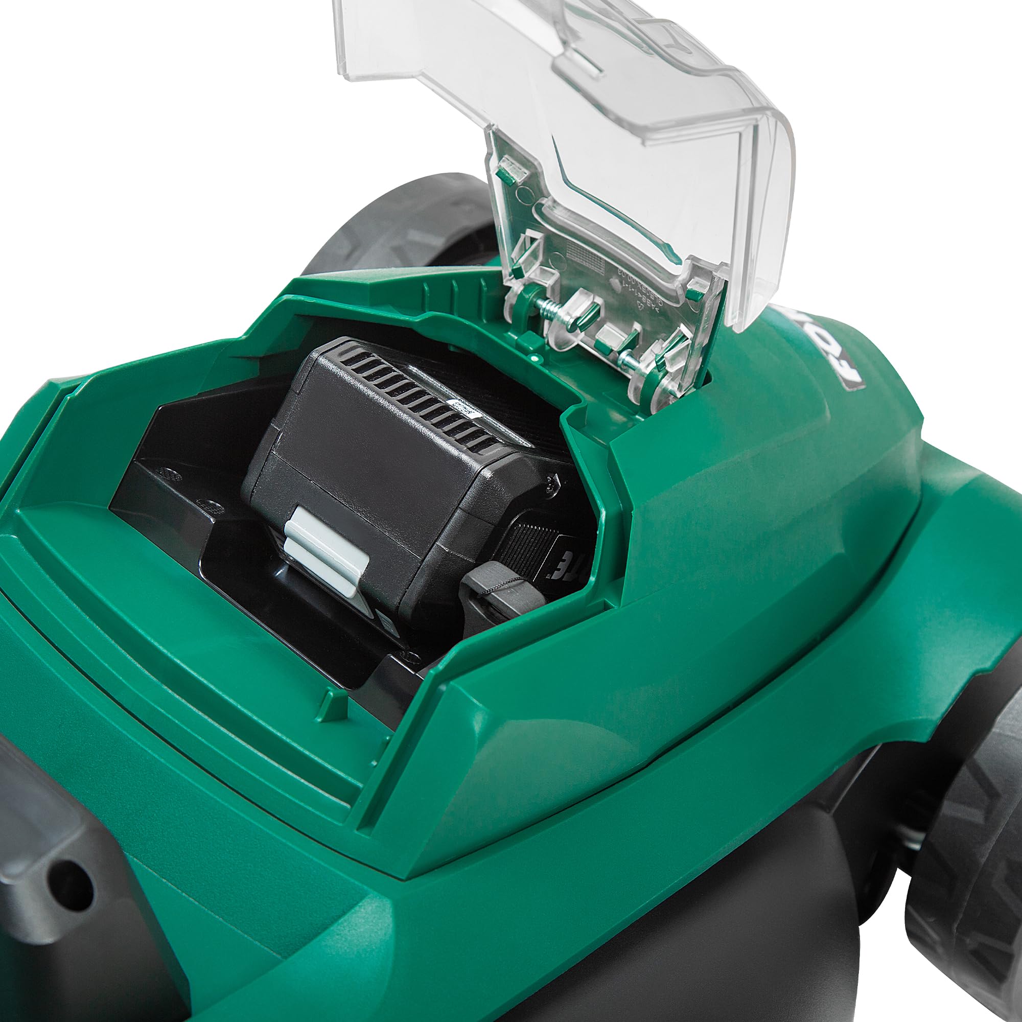FORTE Cortacésped inalámbrico de 21,6 V y 34 cm con batería de iones de litio de 4,0 Ah, cargador rápido y rodillo trasero. Potente cortacésped de batería para césped pequeño a mediano (cortacésped de