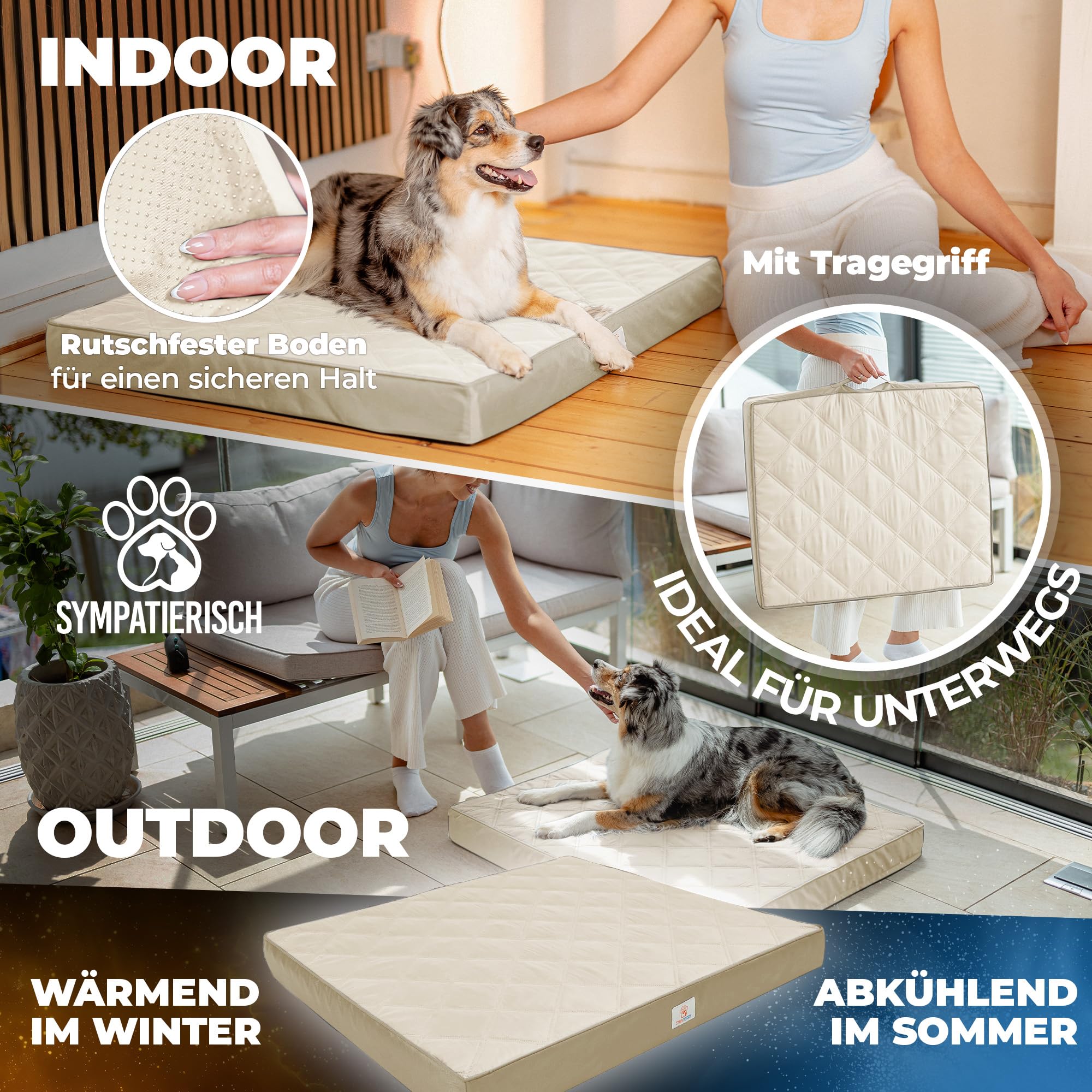 Cuccia ortopedica impermeabile – Il nuovo tappetino per cani preferito del tuo naso in pelliccia, cuscino antiscivolo, cestino per cani, fodera lavabile, per cani di piccola e grande, 90 x 80 x 8 cm