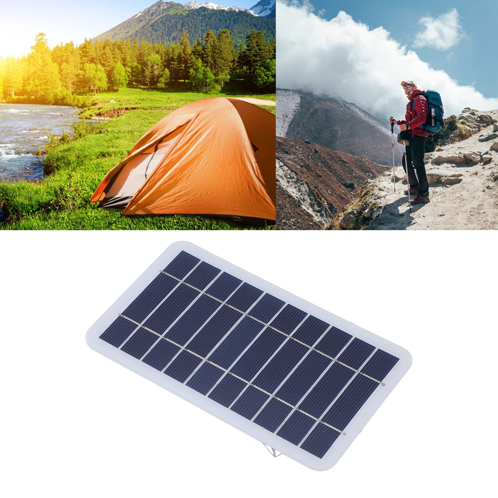 Kadimendium Solar Panel, Outstanding Conversion Rate Waterproof Solar Panel Power Bank Resistant Long Life Span Strong for Hiking