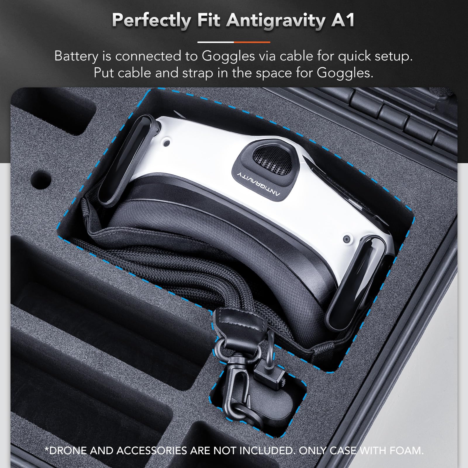 Lykus Titan AA100 Maletín/Maleta/Estuche/Case Impermeable para Paquetes de Drones Antigravity A1,Admite 7 baterías[Solo MALETÍN]