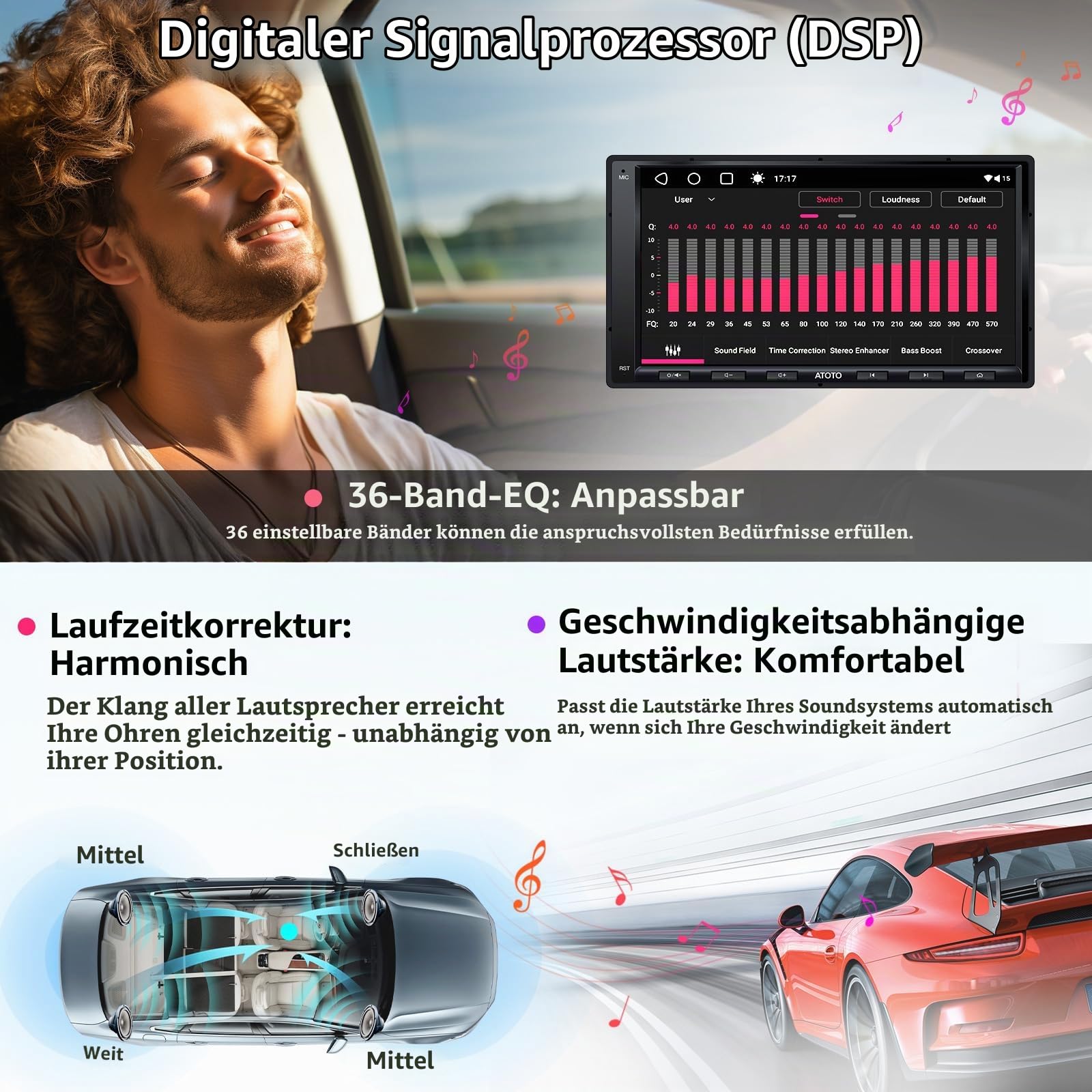 ATOTO A6PF 7-Zoll Android Doppel-DIN Autoradio, DAB+ Radio, kabellos CarPlay und Android Auto, Dual BT, WiFi/BT/USB-Tethering-Internet, 2G+32GB, HD-LRV-Eingang mit Rückfahrkamera, A6G2A7PF-S01