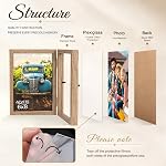 AEVETE 6x8 Picture Frames Double Hinged Wood Folding Photo Frames Vertical with Plexiglass Front, Wood Grain