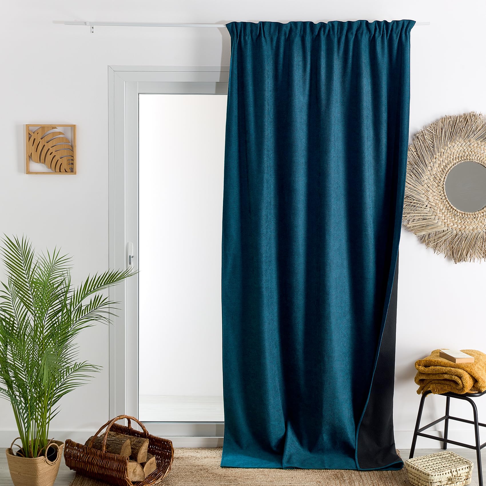 HomeMaison.com Thermal Blackout Curtain - Peacock Blue Curtain - Curtain 140 x 260 cm
