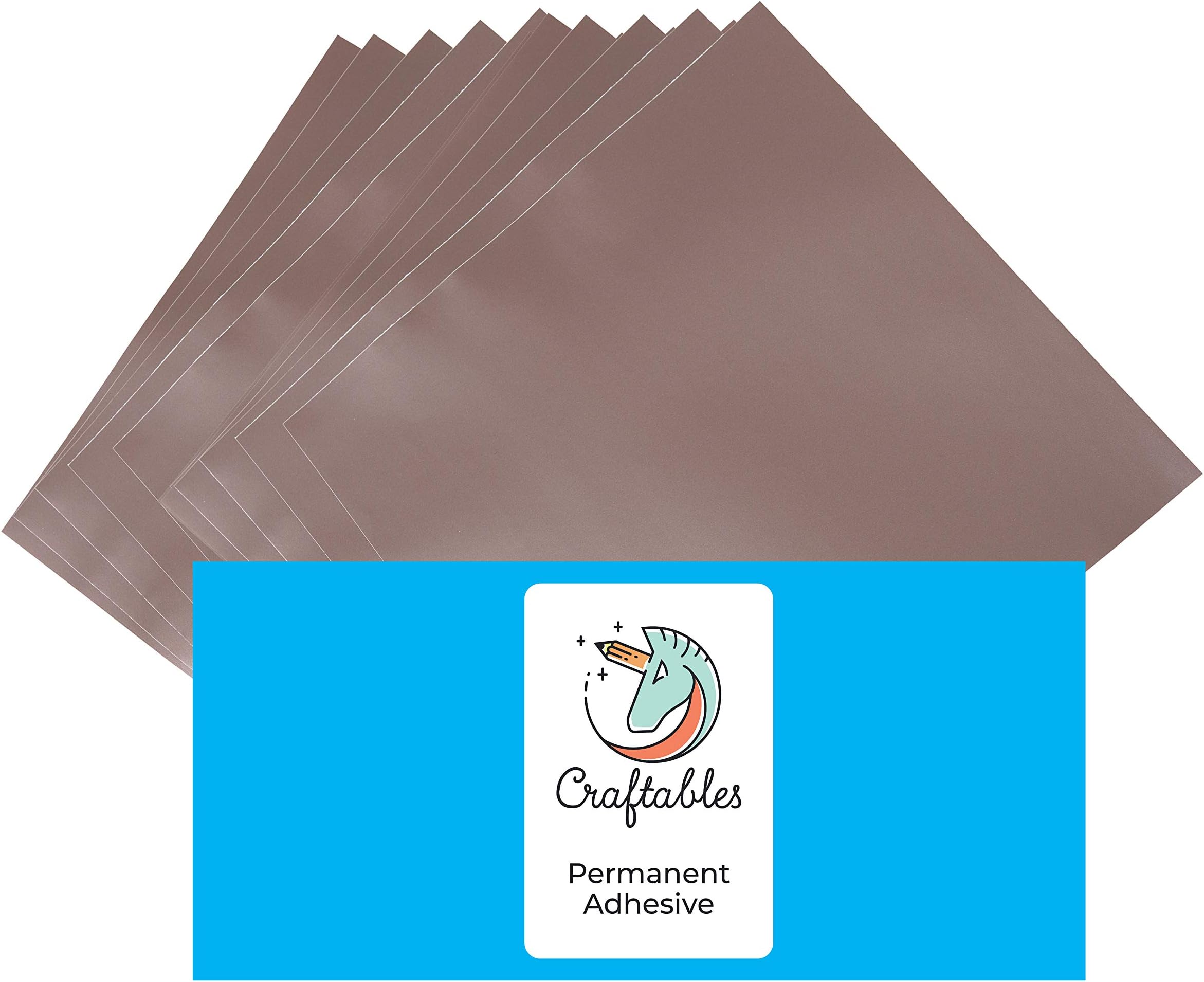 CraftablesRose Gold Vinyl Sheets - Permanent, Adhesive, Glossy & Waterproof | (10) 12" x 12" Sheets- for Crafts, Cricut, Silhouette, Expressions, Cameo, Signs