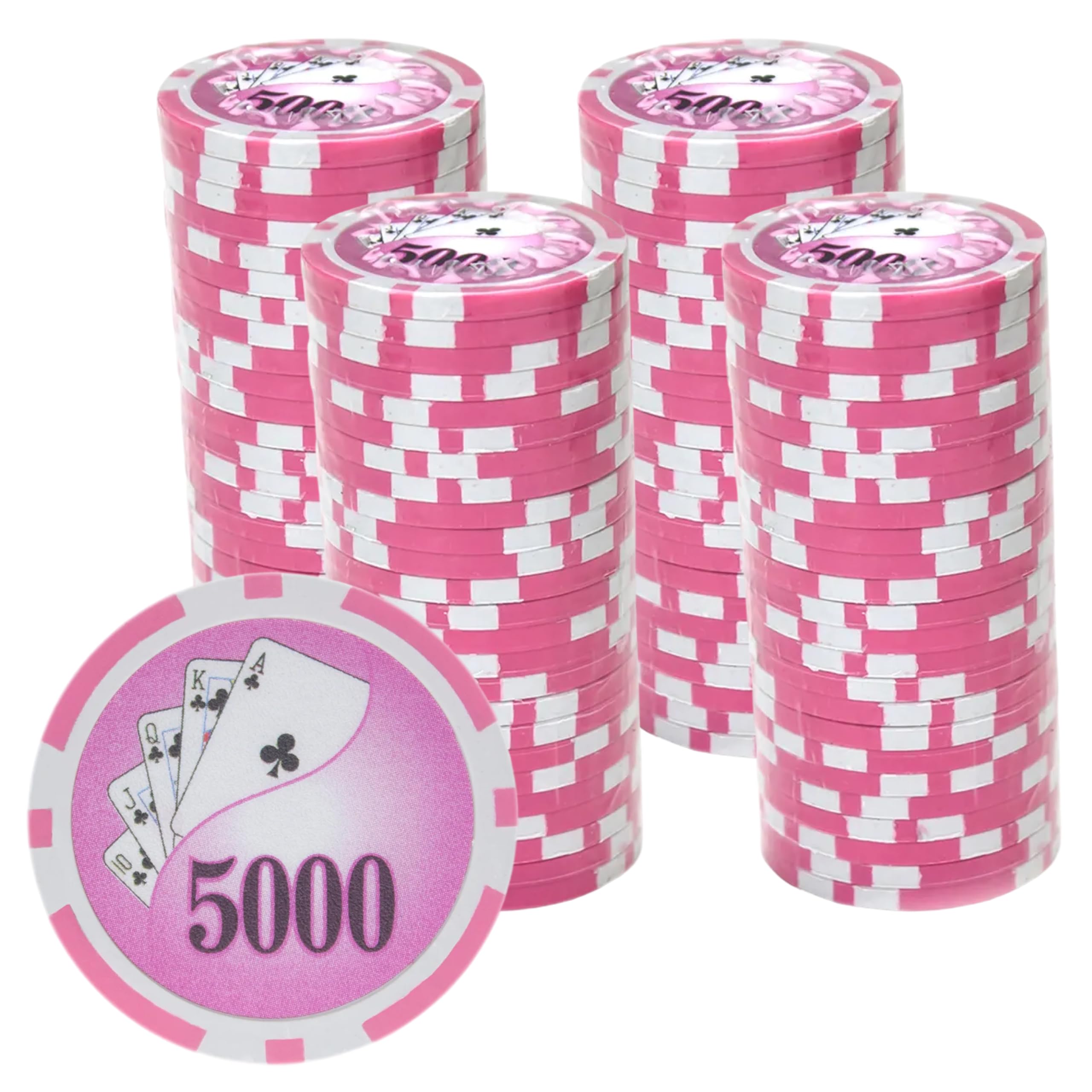Playzaic 14-gram Yin Yang Poker Chips (100-Pack) Heavy Clay Composite Set - Bulk Casino Chips with Denominations for Texas Holdem, Blackjack - Betting Game Accessories ($5,000 Pink)