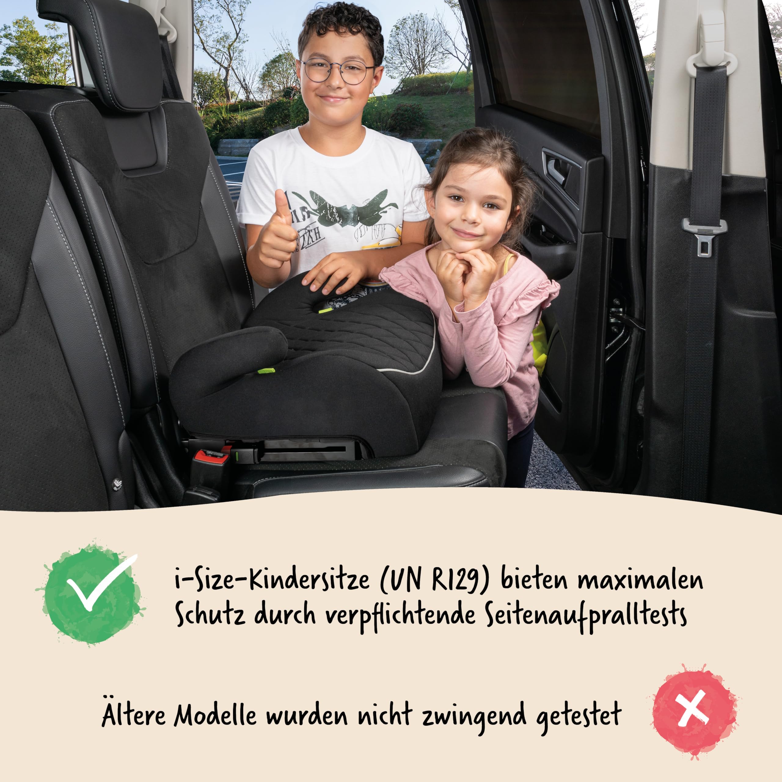 WALSER Premium Sitzerhöhung Auto Kinder ISOFIX i-Size 125-150 cm Booster Seat ECE R 129 schwarz