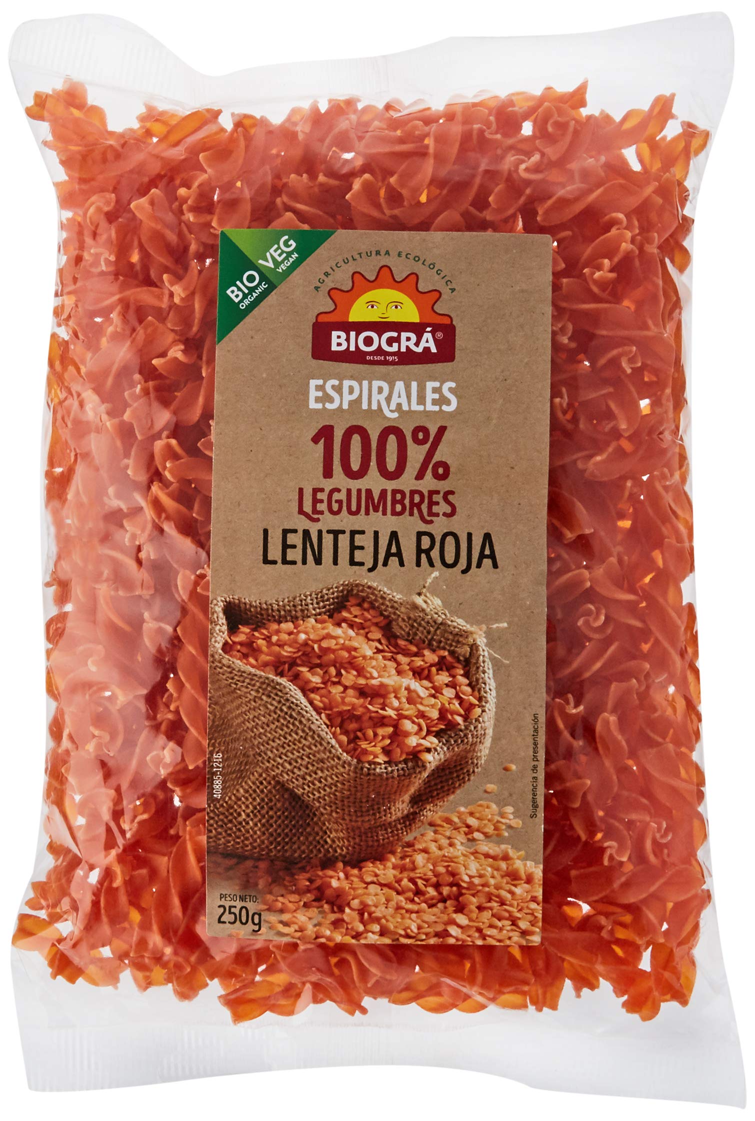Biográ Espiral De Lentejas Rojas Biogra Bio Biográ, 250 g