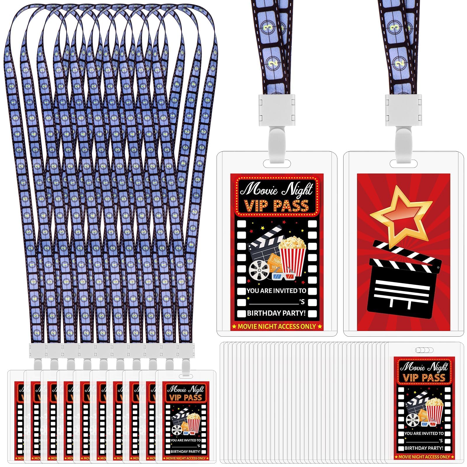PerKoop 25 Sets VIP Badge Lanyards With Plastic Pass Cards VIP Lanyards