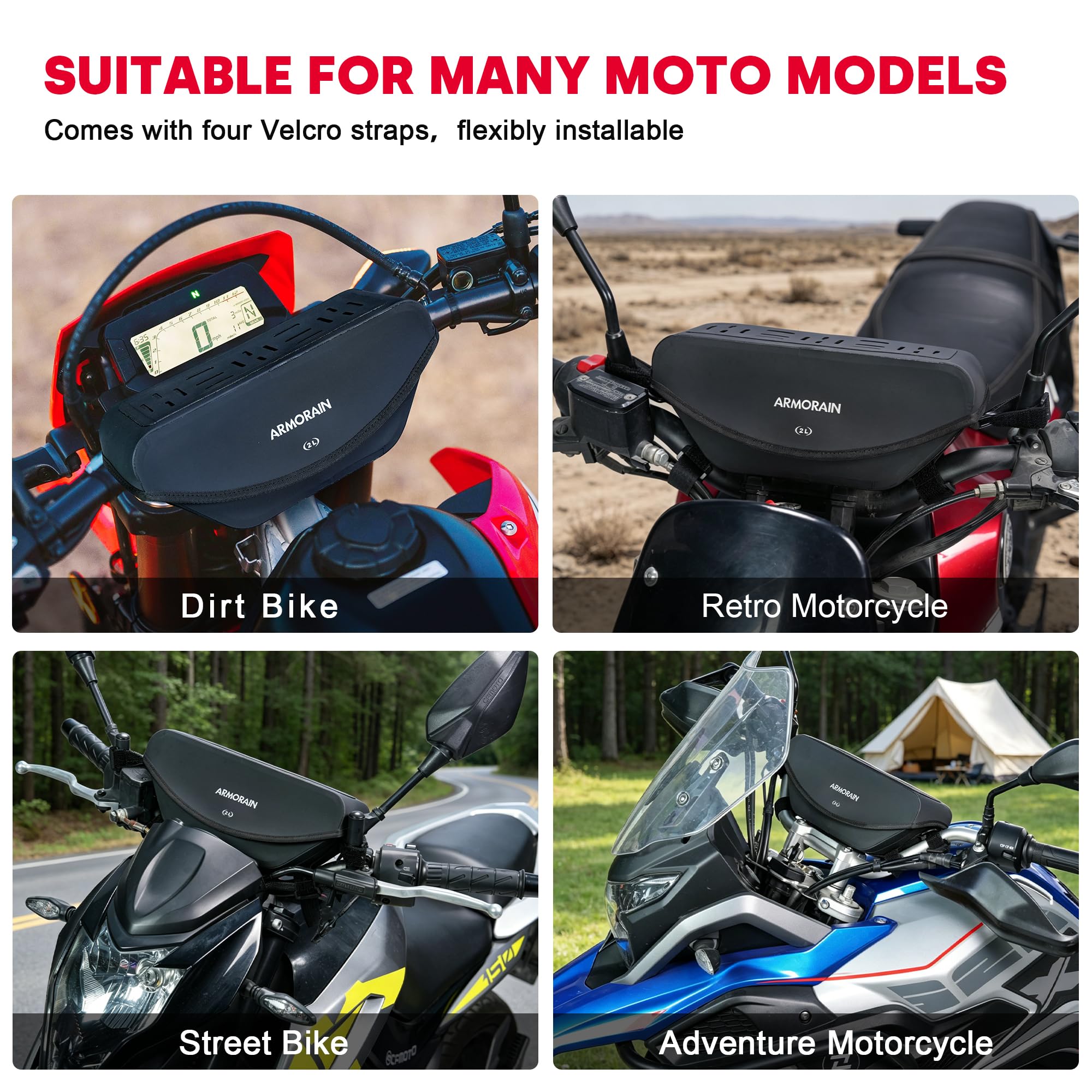 Borsa anteriore per Manubrio della Moto, Universale, Adatta per Qualsiasi moto, con Tracolla, per Escursioni avventure