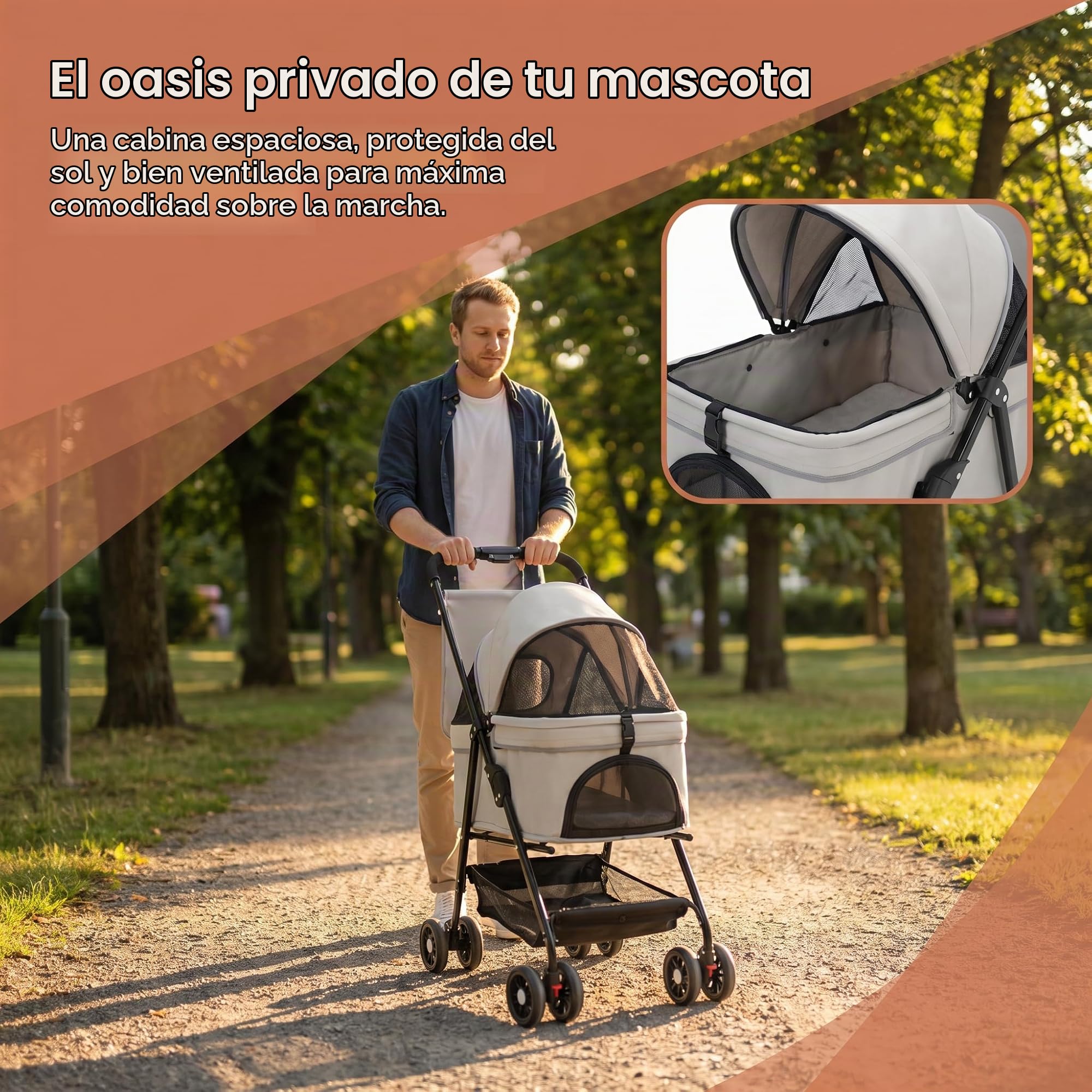 Carrito para Perros y Gatos 3 en 1 Plegable, hasta 20 kg