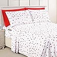 Elegant Comfort Luxury Soft Bed Sheets Heart Pattern - 1500 Premium Hotel Quality Microfiber Softness Wrinkle and Fade Resistant (6-Piece) Bedding Set, King, Valentina