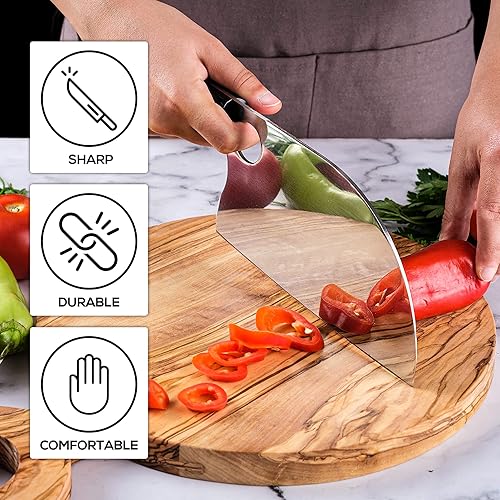 Miniatura 3 de Crystalia Cuchillo de carnicero cuchillo de cuchilla hecho a mano para cortar carne cuchillos de chef forjados a mano con funda cuchillo de hueso