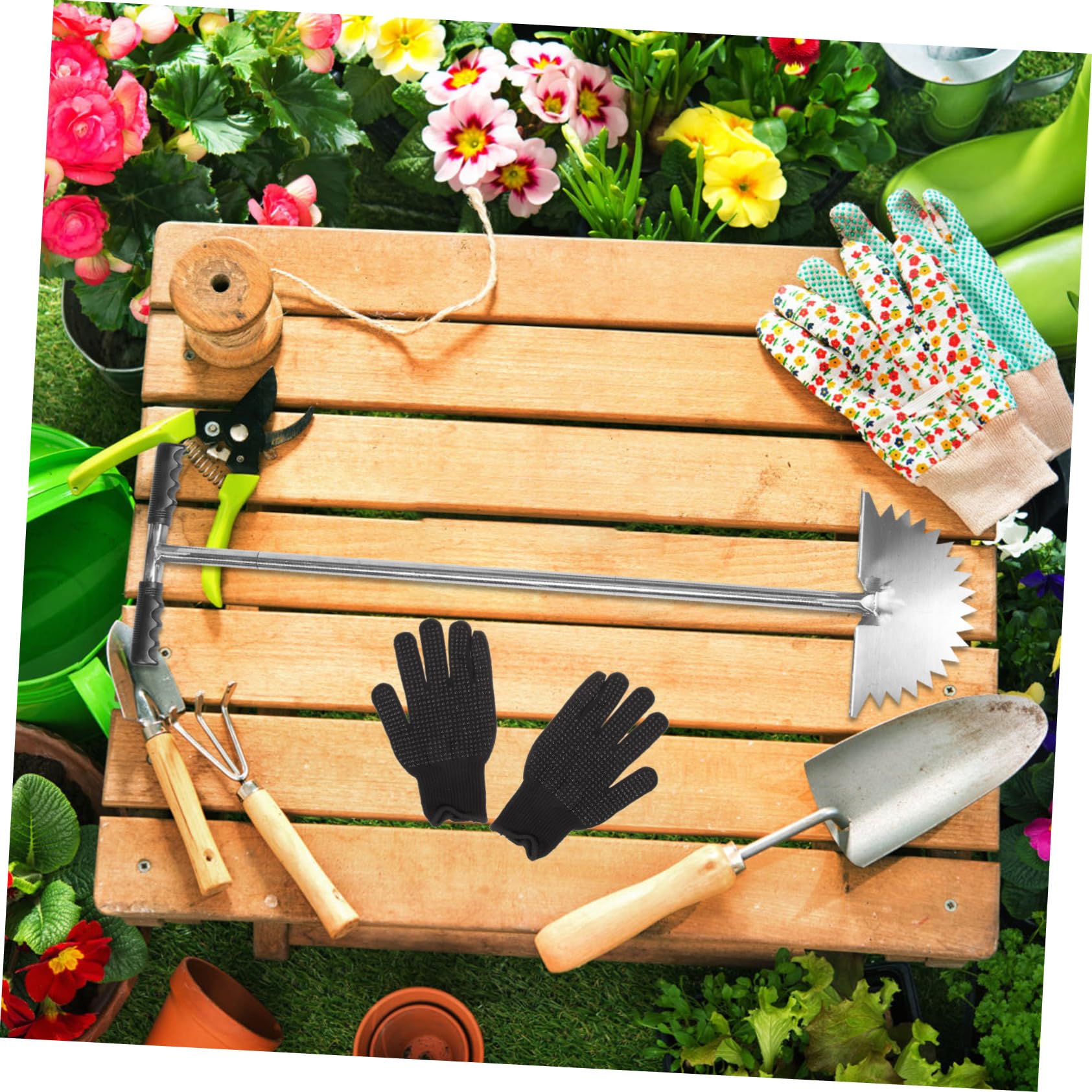 Toyvian Bordatore Manuale per Prato Denti Seghettati Attrezzo da Giardinaggio Manico per Bordi Giardino Bordatore per Resistente in Acciaio Inox