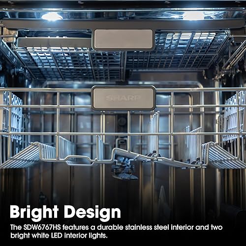 Miniatura 9 de Lavadora inteligente SHARP SDW6767HS. Funciona con Alexa. Incluye luces LED interiores, interior de acero inoxidable, secado con calor y asistencia