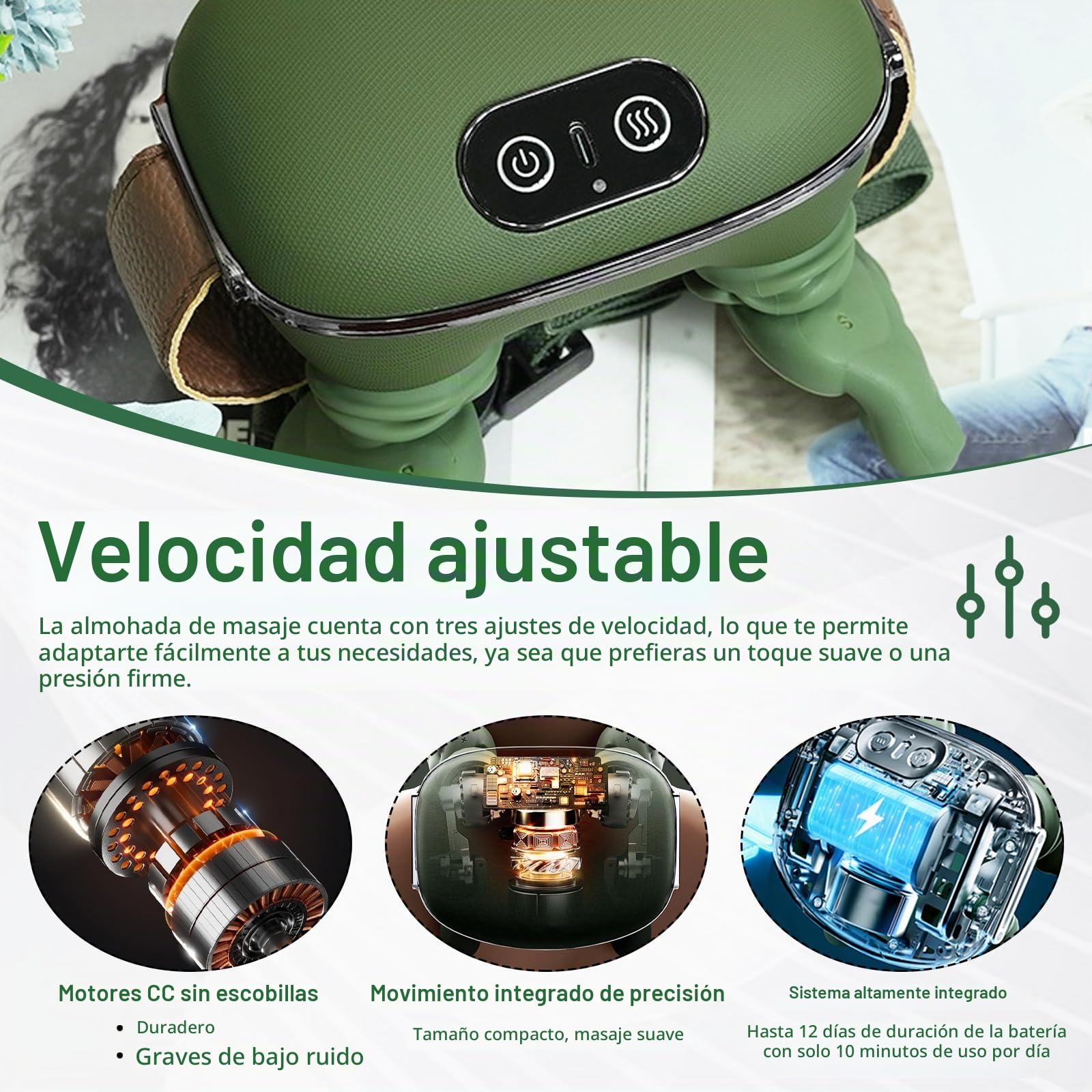 Masajeador, Espalda Massage Master Masajeador Para Hombros 3 Niveles Masaje 2 Niveles Temperatura MasajeadorEléctrico Cuello Con Calor The Master Inalámbrico Para Mujeres Y Hombres Regalos Navidad