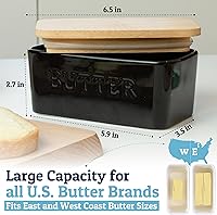 Vista 5 de PriorityChef Plato de Mantequilla Extra Grande con Tapa para Encimera, Envase de Mantequilla de Cerámica con Cubierta Hermética, Soporte