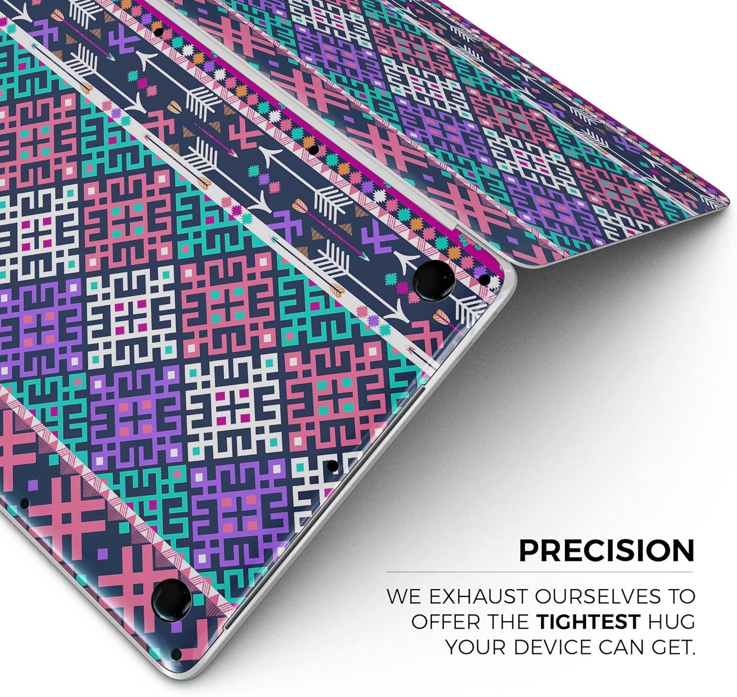 DesignSkinz - Pink & Teal Modern Colored Aztec Pattern - Full-Body Wrap Protective Decal Skin Kit Compatible with MacBook 13" Pro M1 (A2338)