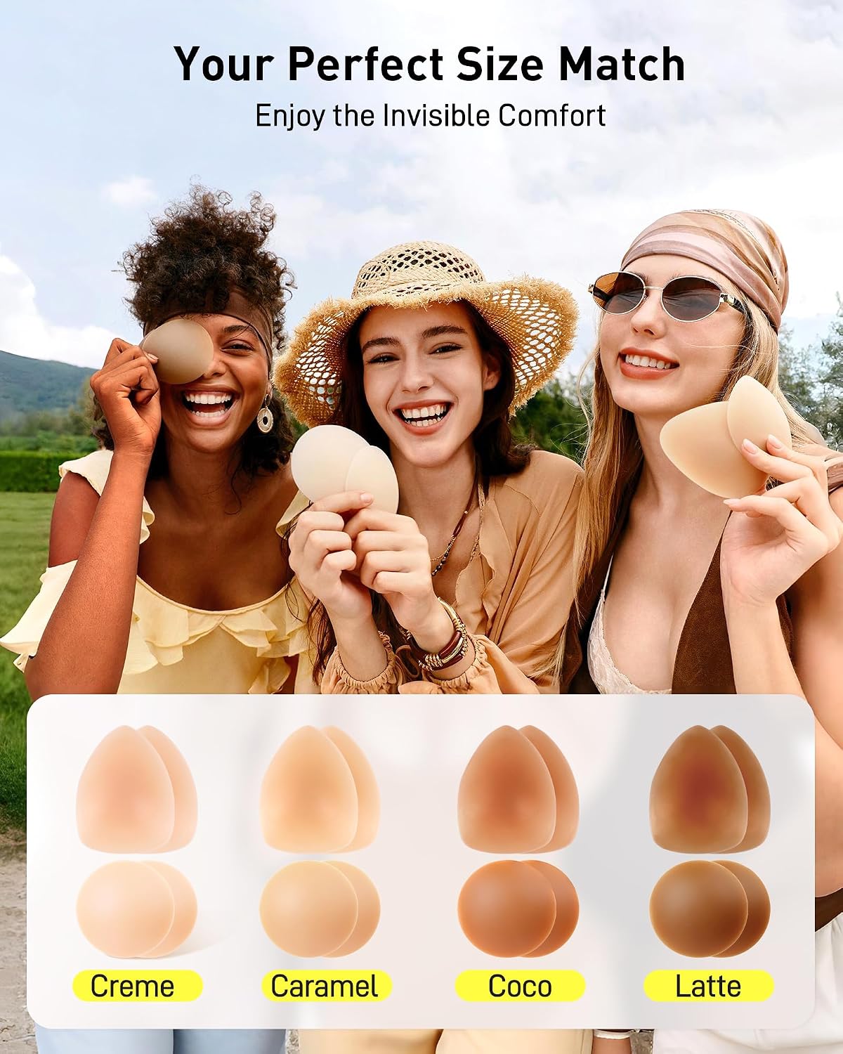 Niidor Adhesive Nipple Covers for Women Sticky Silicone Reusable Pasties Nipple With Travel Case
