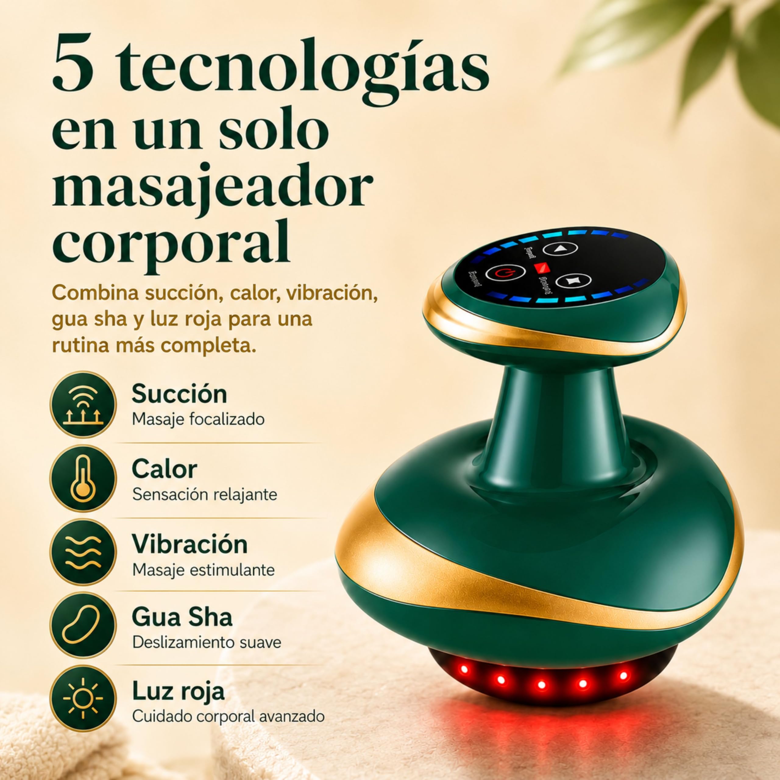 Masajeador Anticelulitico Reductor Potente con Ventosa - Reducción de Celulitis en Piernas Gluteos y Barriga a través de Succión - Maquina profesional Vacuvia - 6 Niveles de Succión