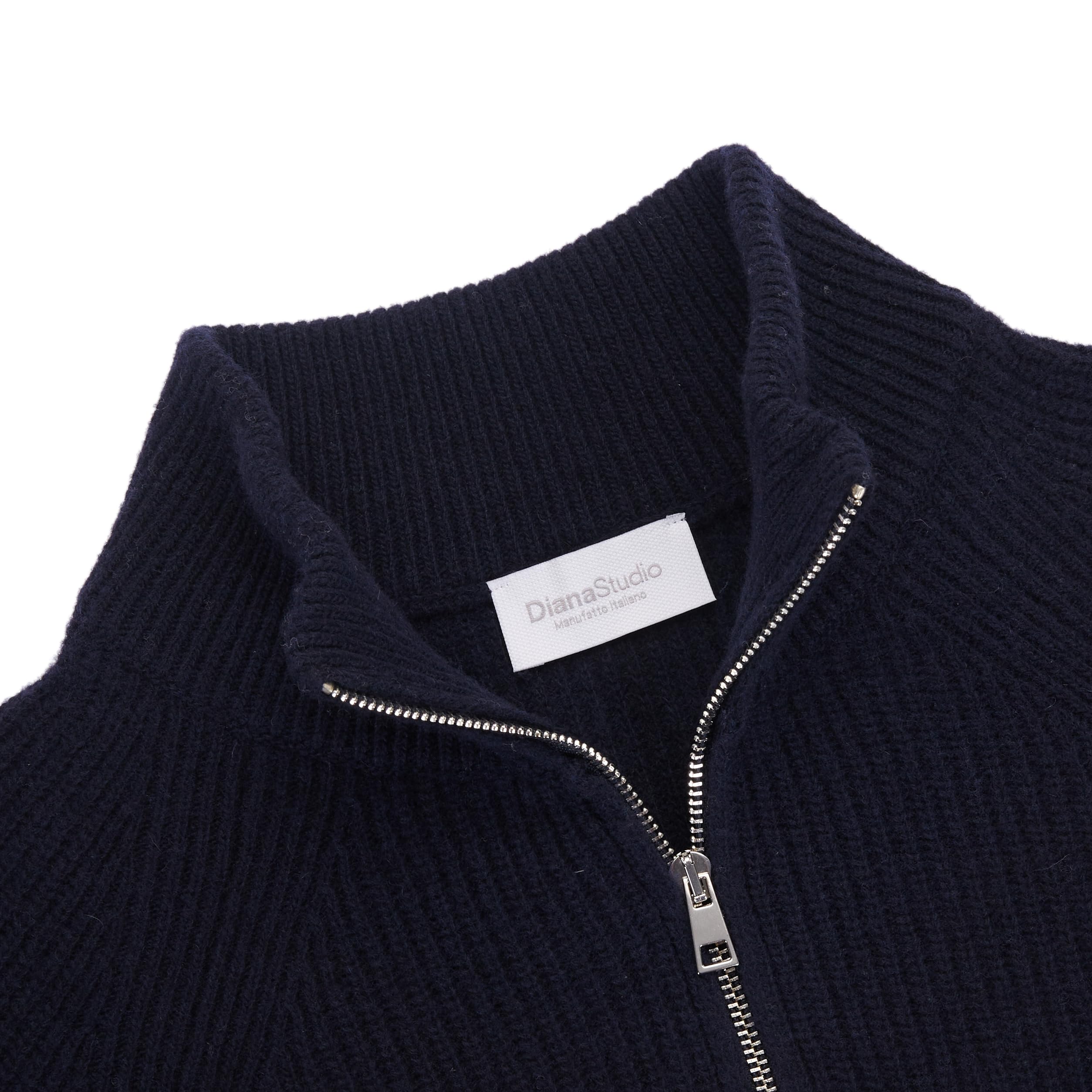 Diana Studio Maglione Mezza Zip in Lana Blend Fatto in Italia Maglione Uomo (Pacco da 1)