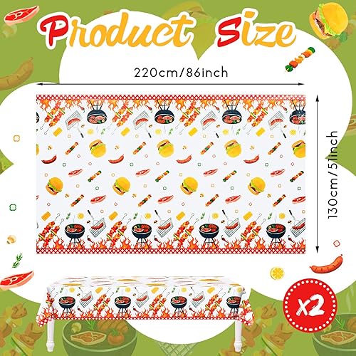 Miniatura 2 de Amylove Paquete de 2 manteles de plástico para fiestas de barbacoa, 86 x 51 pulgadas, resistentes a las manchas, para cumpleaños, barbacoa, baby
