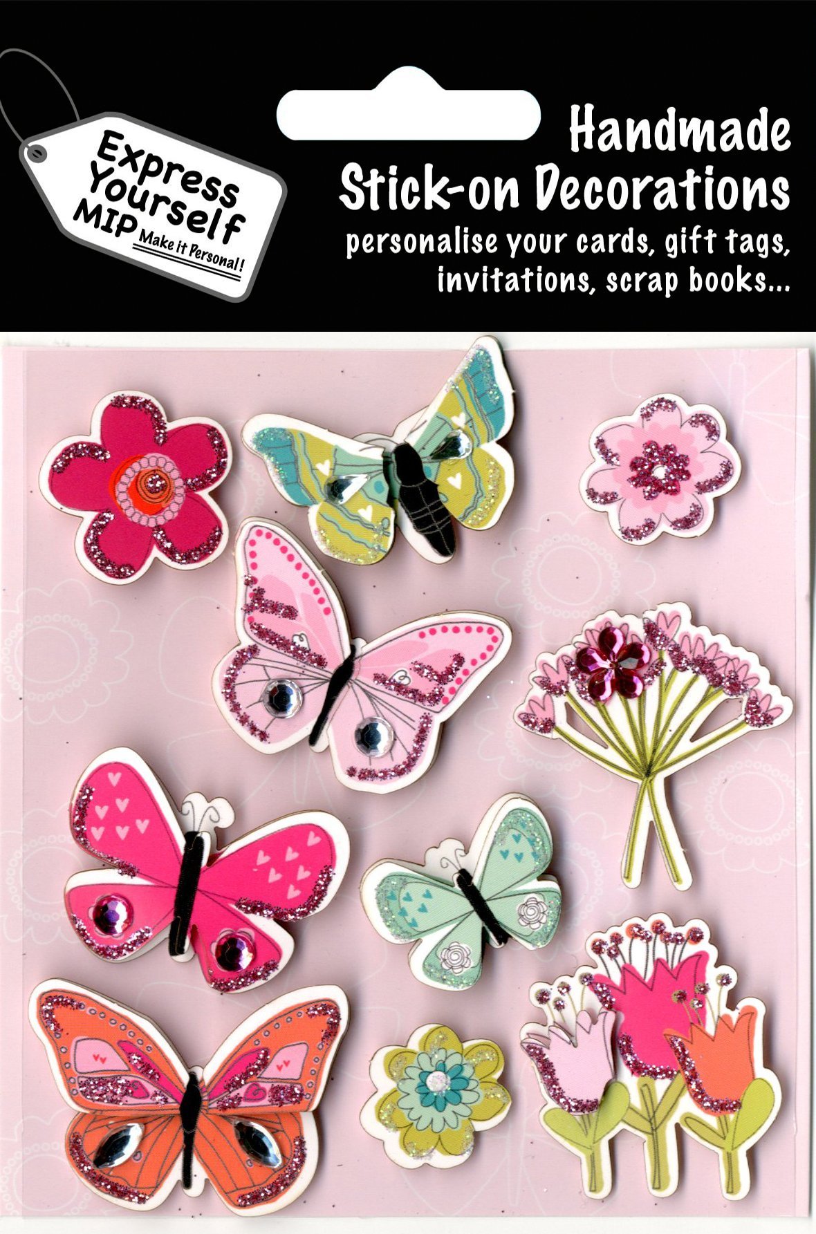 Express Yourself Butterflies and Flowers Handmade Stick-On Decorations