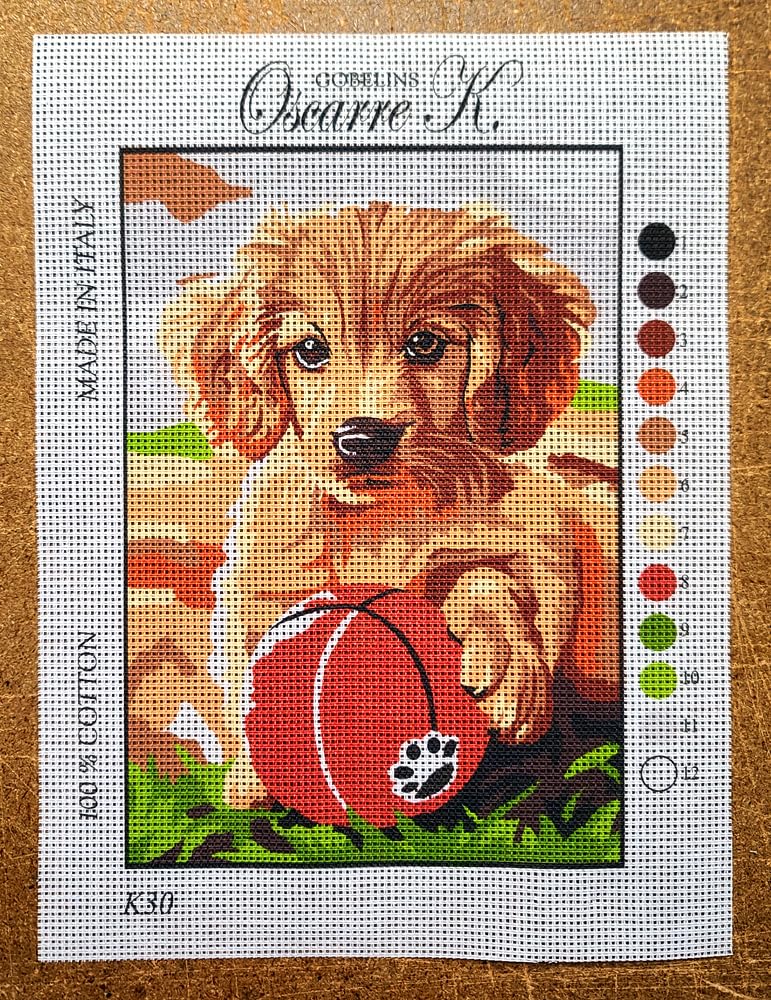 Oscarre K. gobelins - Set 4 Kit Ricamo Mezzo Punto Croce Completi - Cuccioli - Canovaccio Stampato 30 x 22 cm (Ricamo Finito 23 x 16 cm)