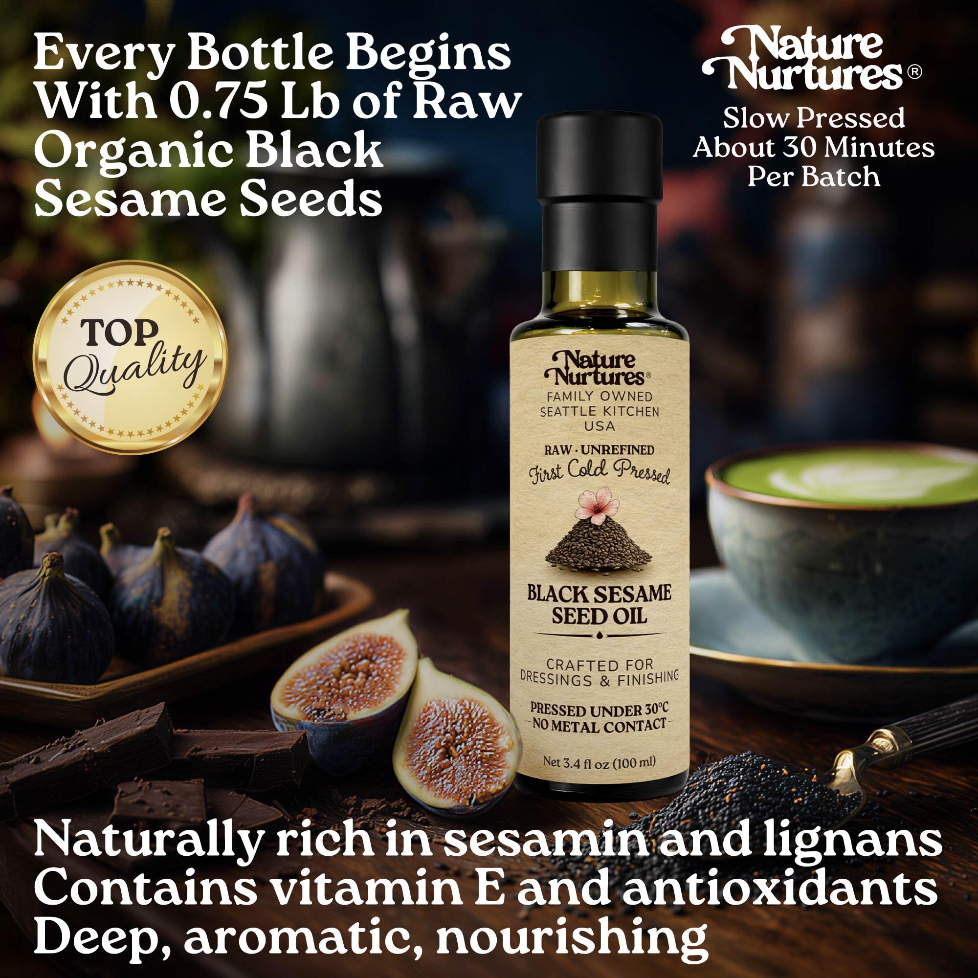 black sesame seed dressing Oil for Cooking, Rice, Vegetables and Marinades · Raw · Unrefined · First Cold-Pressed Below 30°C · Pressed Only Once · Without Metal or Wood Contact Atria Signature Colors:Teal Suits_3-Piece Black and Green Satin