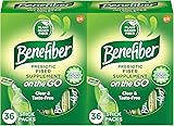 Benefiber On The Go Prebiotic Fiber Supplement Powder for Digestive Health, Daily Powder, Unflavored Stick Packs - 36 Sticks (Pack of 2) 12 Servings (Pack of 2)