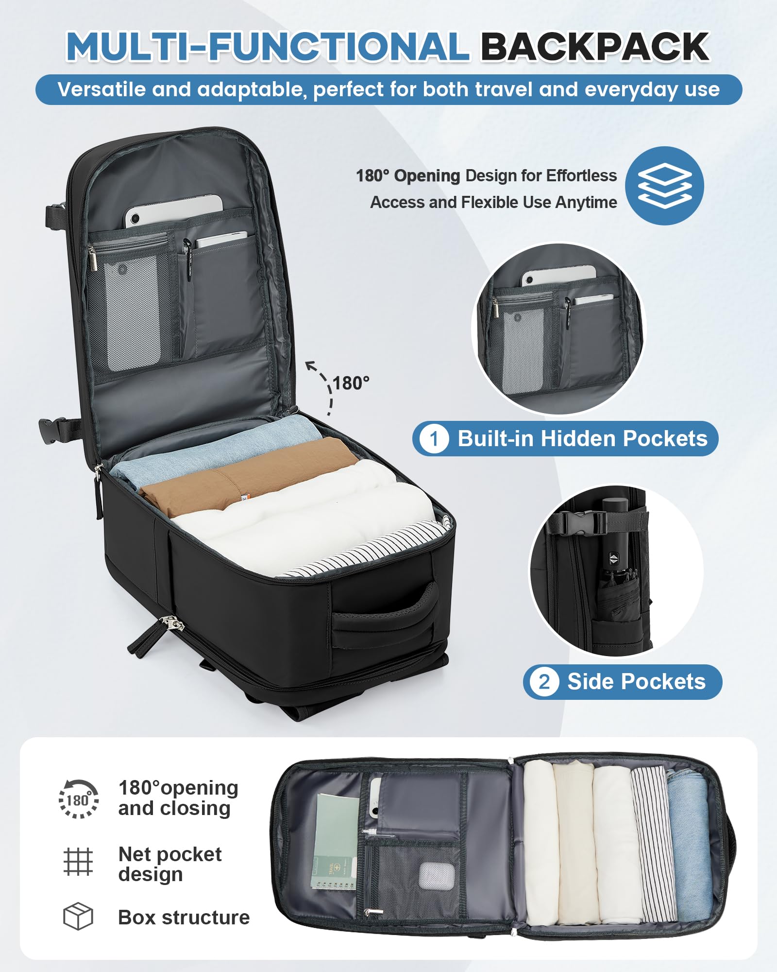 Mochila Viaje Cabina Avion 40x30x20 para Ryanair Impermeable Mujer