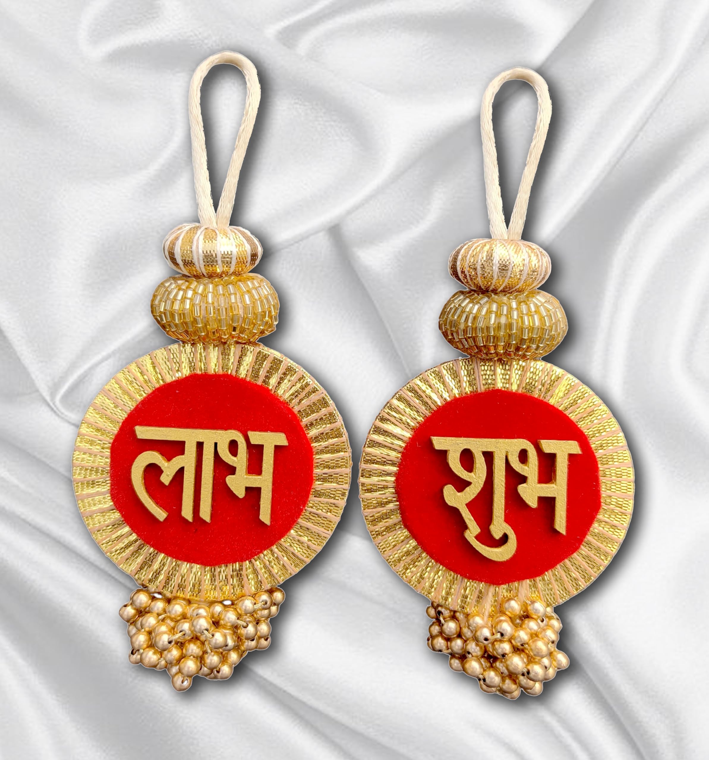 Shubh Labh Door Hanging Elegant Handcrafted Décor for Entrance & Festivities Perfect for Diwali & Home Celebrations with Authentic Indian Design (SHUBH LABH (Small) - RED) (B0CJR3BNW7) Amazon Price History, Amazon Price Tracker