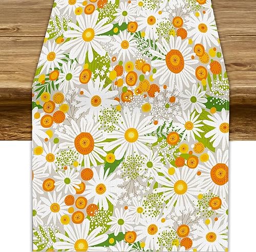 Miniatura 6 de Camino de mesa ondulado de los años 70, retro, hippie abstracto, vintage, verde, rosa, con estampado de ondas para el hogar, cocina, comedor, patio,