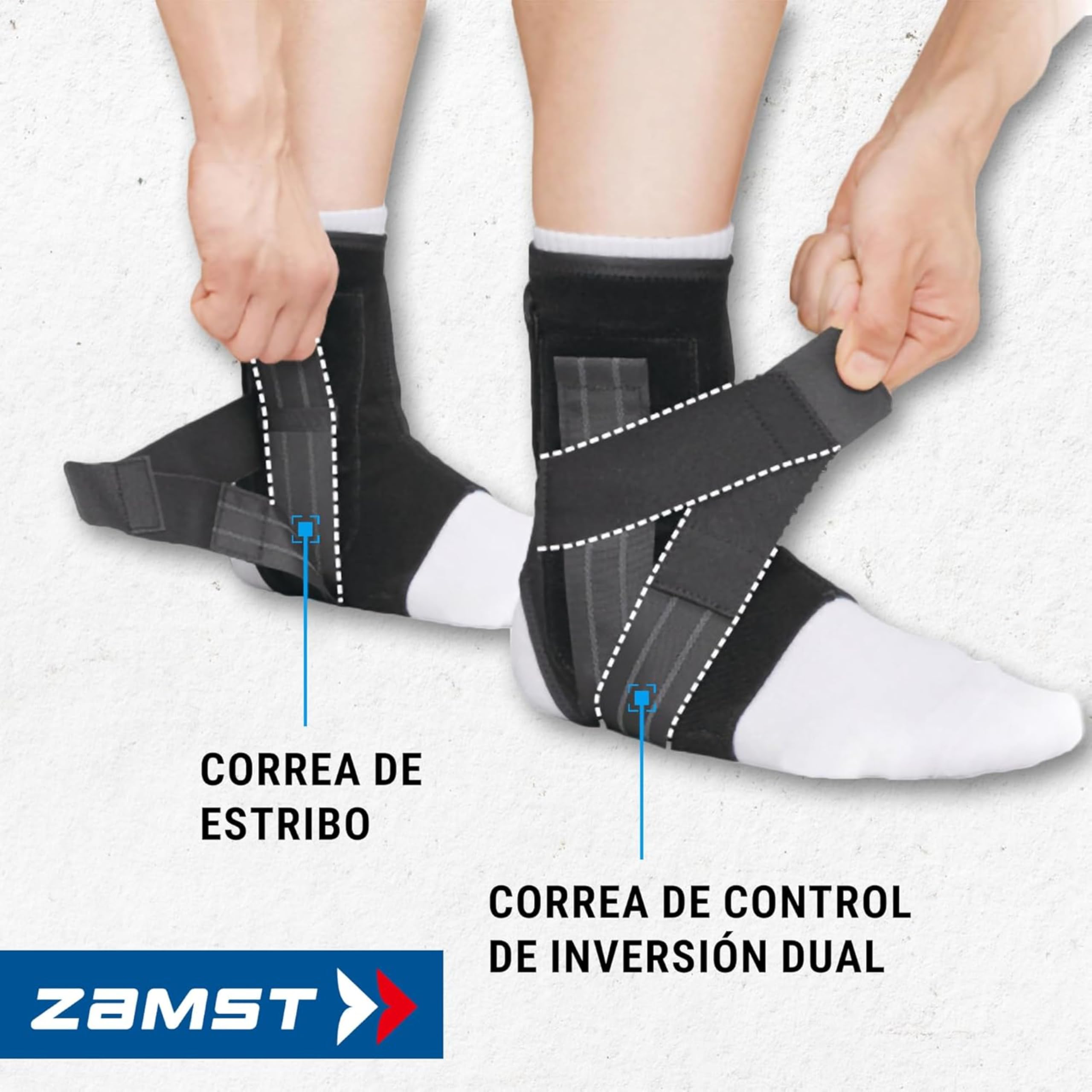 Zamst A1 Tobillera Deportiva - Soporte de Tobillo Deportivo Transpirable para Hombres y Mujeres con Correas Ajustables de Tres Vías para Esguince de Tobillo Lateral Moderado - Derecha, L