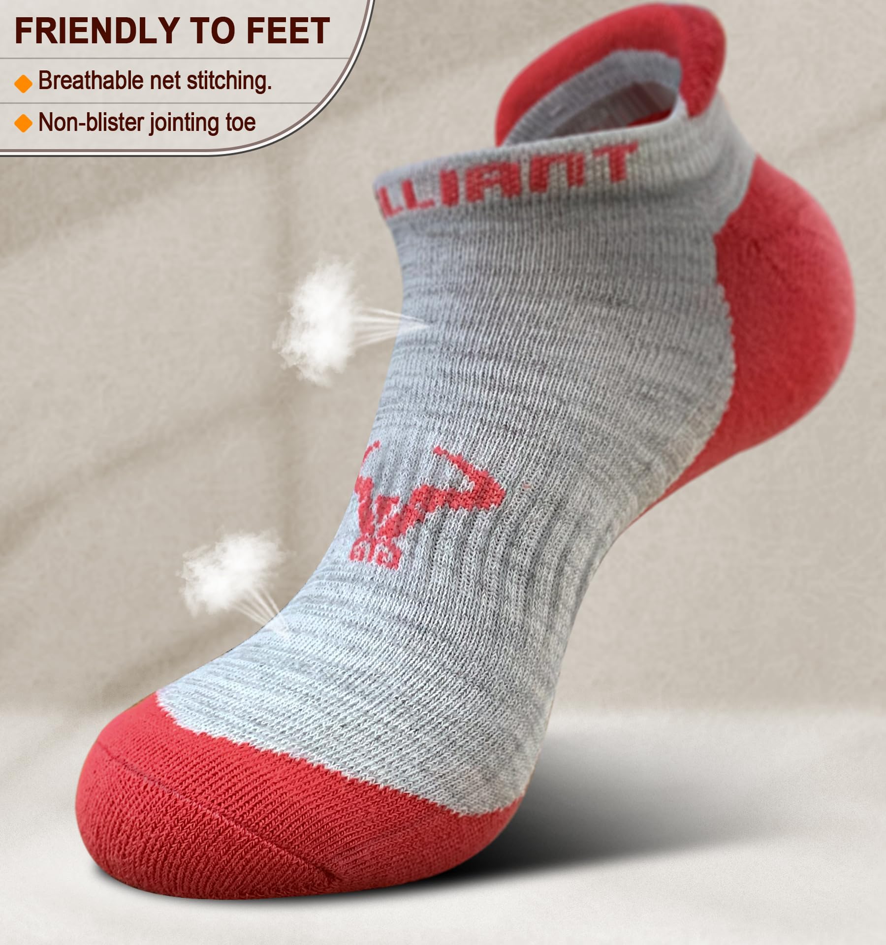 BULLIANT Calzini Sportivi Donna 6 paia, Calze Corsa Cuscino Completo con Linguetta sul Tallone