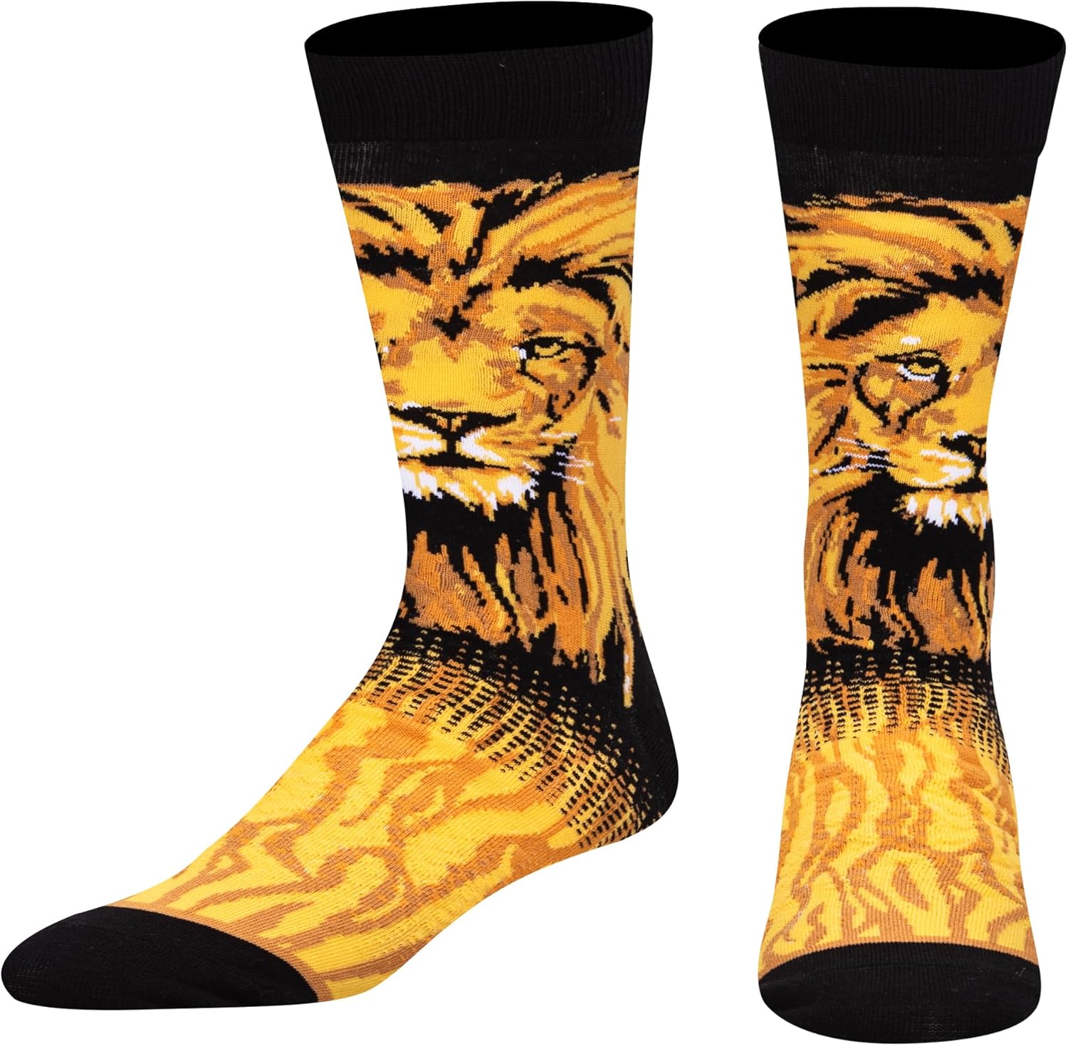 Odd Sox, Men's Funny Designer Brand Novelty Animal Socks, Lion Crew, Large Adult - Image 2