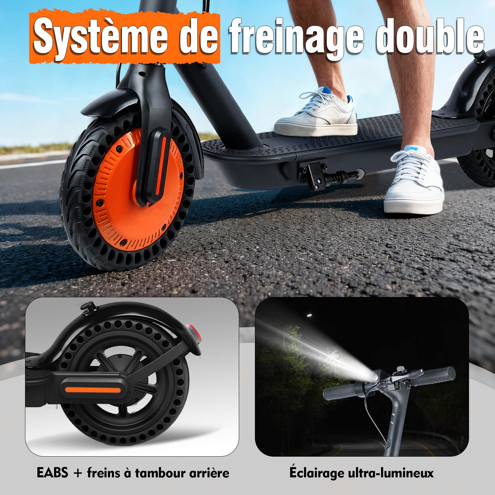 Nouvelle Trottinette Électrique Adulte 500W - 25km/h, Autonomie 20km, Batterie 5.2Ah, Pneus 8.5" Anti-Crevaison, Double Frein (Tambour+EABS), Application Smart, Pliable 3 Secondes