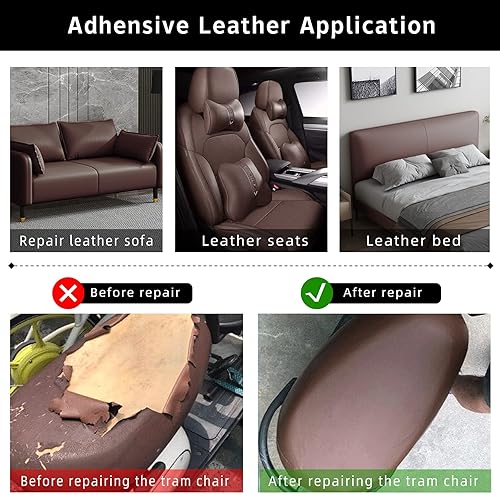 Miniatura 4 de Kits de reparación de cuero extraíbles para reparación de parches de cuero de muebles, cinta de reparación de cuero autoadhesiva para sofá, sillas,