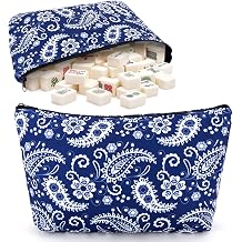 Booson American Mahjong Bag Blue Paisley Mahjong Tiles Bags | Soft Thickened Carrying Bag with Zipper Inner Pocket 13 x 7.8 x 3.2 Inches Case Only
