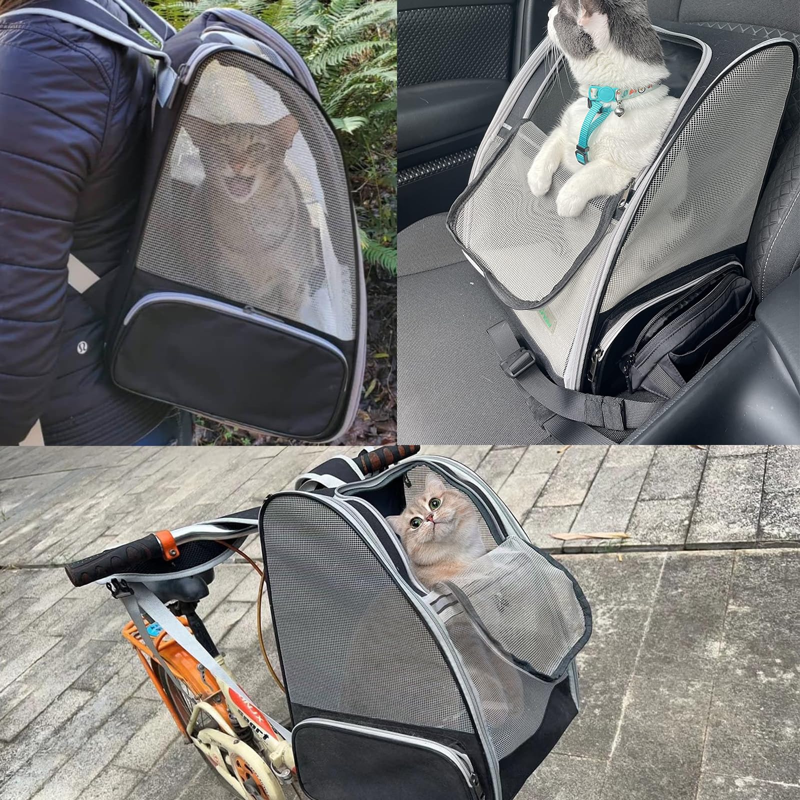 Transportin Gato Mochilas para Gatos y Perros, Bolsa portátil y Plegable para Gatos, Bolsa Transpirable y Ligera para Perros, Mochila De Viaje para Perros Pequeños